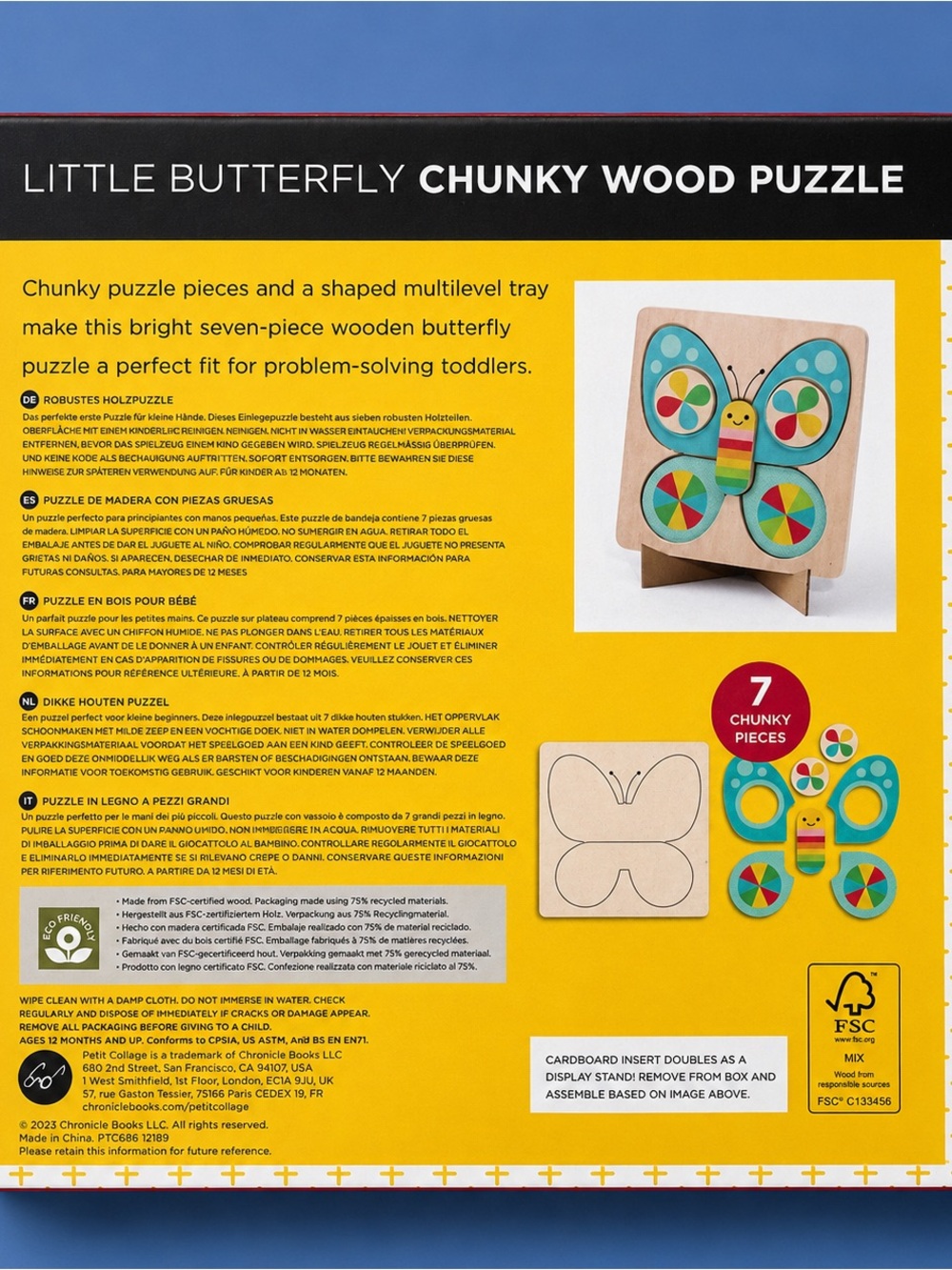 Petit Collage - Little Butterfly Chunky Wood Puzzle - Picture 6 of 8